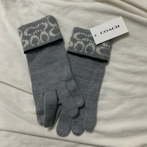 Coach Gray Knit Gloves